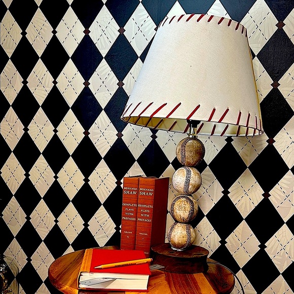Vintage Baseball Table Lamp with Red Stitch Shade – Americana Sports Decor - Picture 12 of 15